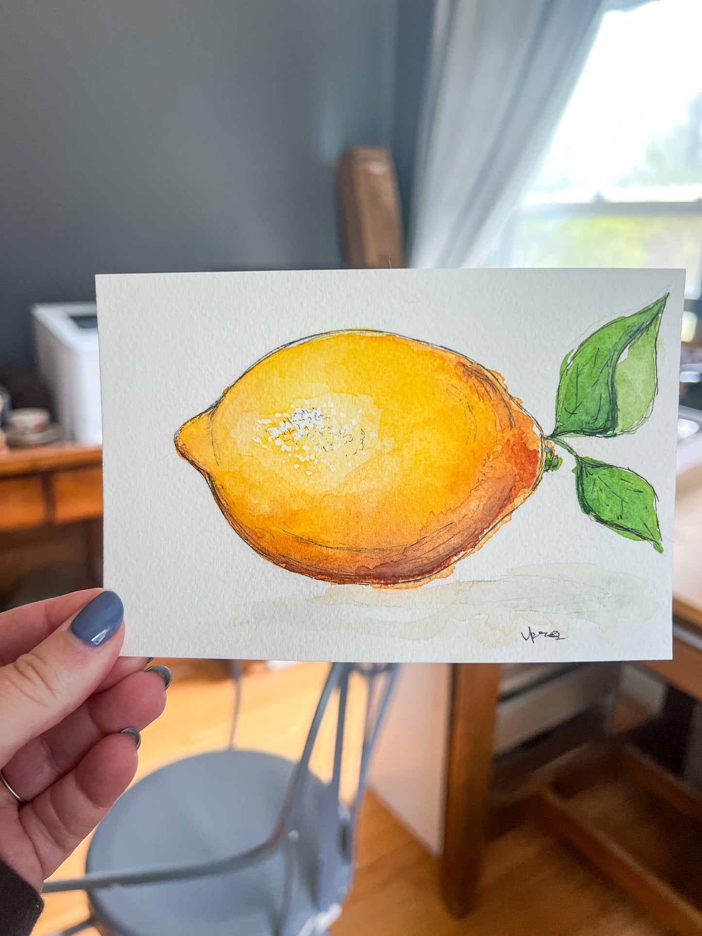 Original Watercolor Lemon Painting