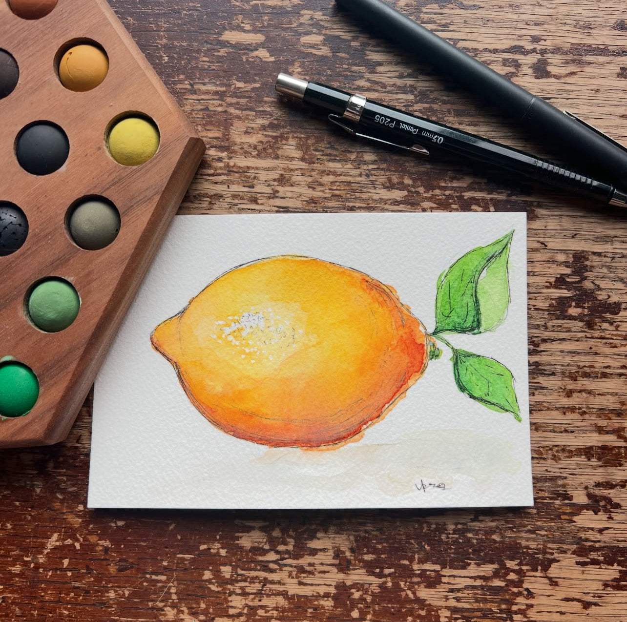 Original Watercolor Lemon Painting